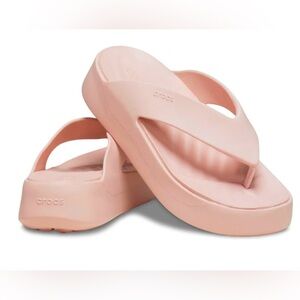 NEW Crocs Sz 10 Quartz/Pink Getaway Platform Wedge Flip Flops Sandals Thongs